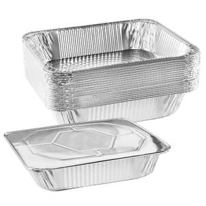 lot 49187 image: NYHI 9x13 Aluminum Foil Pans With Lids Disposable Large Half Size Deep Steam Pan and Oven Buffet Trays Food Containers for Catering Baking Roasting (10) - Retail $24