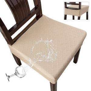 lot 49190 image: Genina Waterproof Seat Covers for Chairs,Set of 6 Dining Room Chair Seat Covers for Kitchen,Stretch Jacquard Removable Washable Dining Chair Slipcovers Protectors,No Rear Covers, Khaki - Retail $31