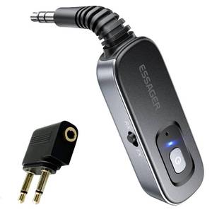 lot 51080 image: ESSAGER Bluetooth Receiver for Car, Noise Cancelling 3.5mm AUX Bluetooth Car Adapter, Wireless Audio Receiver Transmitter for Home StereoWired Headphones Airplane, Gray - Retail $10