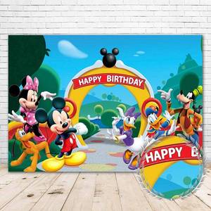lot 51086 image: YouRan Mickey Mouse Clubhouse Birthday Party Backdrop 7x5 Vinyl Mickey Mouse and His Friends Happy 1st Birthday Background for Kids Cartoon Mickey Mouse Clubhouse Birthday Wall Decor - Retail $25