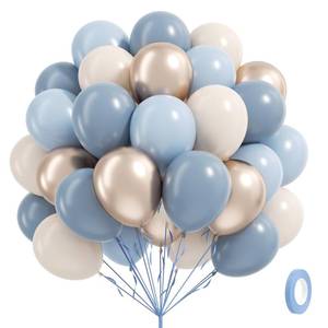 lot 51087 image: 60pcs Dusty Blue Balloons 12inch with Sand White Metallic Gold Dusty Pastel Blue Balloons for Wedding Gender Reveal Baby Bridal Shower Birthday Party Decorations - Retail $6