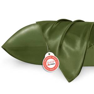 lot 51089 image: Bedsure Satin Pillowcase 2 Pack Similar to Silk Pillow Cases Standard Size, Pillow Case for Hair with Envelope Closure, Olive Green Room Decor Aesthetic Gifts for Women, Moss, 20x26 Inches, 2pcs - Retail $10