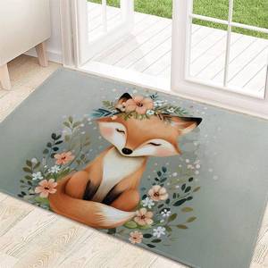 lot 51094 image: ainori Cute Flower Fox Indoor Door Mat 29.5x17in,Non Slip Backing Animal Floor Mat,Non Woven Entryway Rug,Welcome Mats Decor,for Entrance Inside Porch Bedroom Kitchen,Doormats Gifts - Retail $18