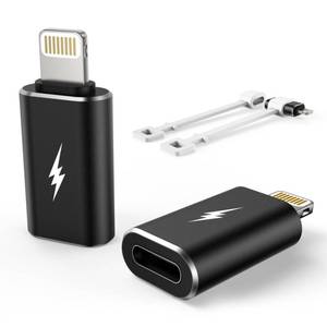 lot 51096 image: TechMatte Female USB C to Male Lightning Adapter 2 Pack 2.2A Charging Data Transfer, Compatible with iPhone 14, 13, 12, 11 Xs SE iPad iPod AirPods, Not for Audio HeadphonesOTG Android Anti-Lost Black - Retail $7