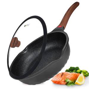 lot 59348 image: Vinchef Nonstick Deep Frying Pan Saute Pan with Lid, 12in5.5Qt Fry Pan, German 3C Ceramic Coating Technology, Heat Indicator, Induction Compatible - Retail $50