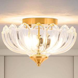 lot 63050 image: Bgfeoa Ceiling Light, Vintage Light Fixtures Transparent Glass Shade 10 Inch Semi Flush Mount Ceiling Light Hallway Vintage Lights Fixture Ceiling for Living Room, Bedroom, Dining Room - Retail $55