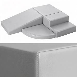 lot 63066 image: 4-Piece PU Leather Baby Foam Climbing Blocks for Toddlers - Soft Play Climbing Toys for Toddlers - Foam Climbing Set for Crawling and Sliding Indoor (Gray) - Retail $90
