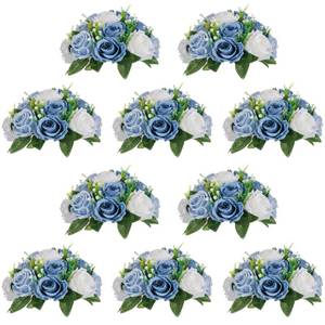 lot 63073 image: NUPTIO Flower Ball Arrangement Bouquet - 10 Pcs 9.5 inch Diameter Dusty Blue Fake Flowers Roses Balls for Centerpieces Tables - Artificial Rose Arrangements for Wedding Centerpiece Table Decorations - Retail $72