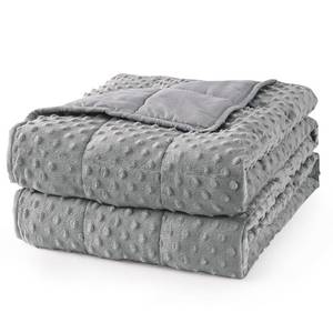 lot 63075 image: Mr. Sandman Weighted Blanket for Adults Queen Size 15 lbs, Soft Cooling Heavy Minky Blanket for Sleep, Washable Throw Blanket with Glass Beads, 60 x 80 Inches, Grey - Retail $47