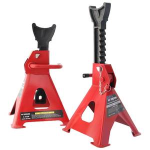 lot 63076 image: KOERZORE 3 Ton Jack Stands, 1 Pair Heavy Duty Steel Car Jack Stands with Double Locking Pins, Adjustable Height for Cars, SUVs, Sedans and Vehicle Repair Maintenance(Red)