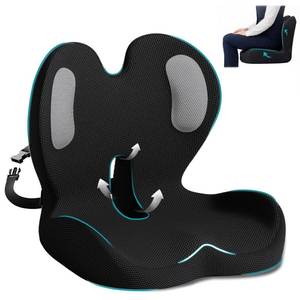 lot 63078 image: Memory Foam Seat Cushion,Office Chair Cushion with Lumbar Support,L-Shape Ergonomic Cushions with Strap,Non-Slip Sciatica,Hemorrhoids, Tailbone Pain Relief for Office Workers,Driver(BlackMesh cloth) - Retail $46