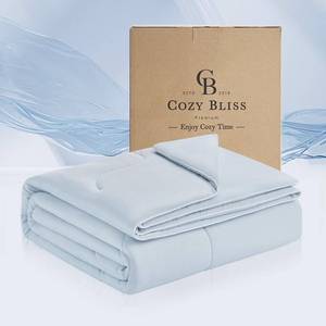 lot 63085 image: Cozy Bliss x Sorona Viscose Natural Fiber Cooling Comforter Queen Size, Reversible Silky Smooth Cooling Blanket with Q-Max 0.45 for Hot Sleepers & Night Sweats, Cool Blue, 90x90 - Retail $50