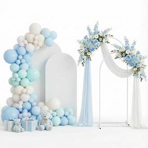 lot 63093 image: Fogein Wedding Arch Backdrop Stand and Cover Set(7.3FT,6FT) Set of 2,Metal Balloon Arch Stand Frame for Wedding Birthday Party, Baby Shower,Valentines Day Decor,White - Retail $45
