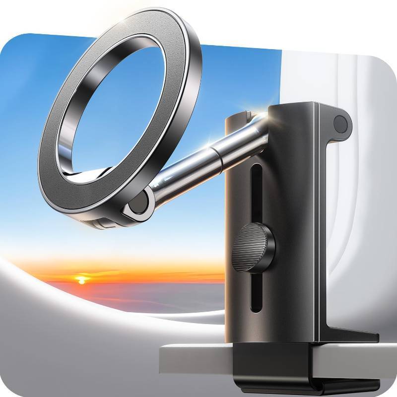 lot 30101 image: Coolpow for Magsafe Airplane Phone Holder Mount Strong Magnet Airplane Travel Essentials Plane Phone Holder Long Flight Essentials,Universal Cell Phone Stand Desk Mounts for iPhone 16 15 Pro Max 14 13 - Retail $10