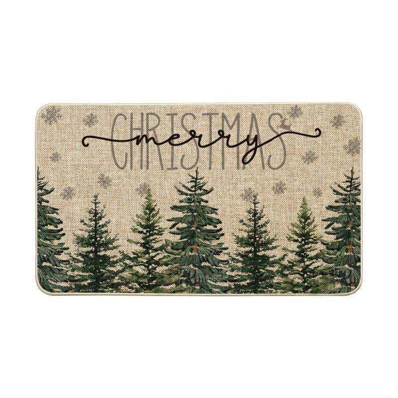 lot 30103 image: Artoid Mode Pine Trees Snowflakes Merry Christmas Welcome Decorative Doormat, Seasonal Winter Xmas Low-Profile Rug Switch Mat for Outdoor 17x29 Inch - Retail $16