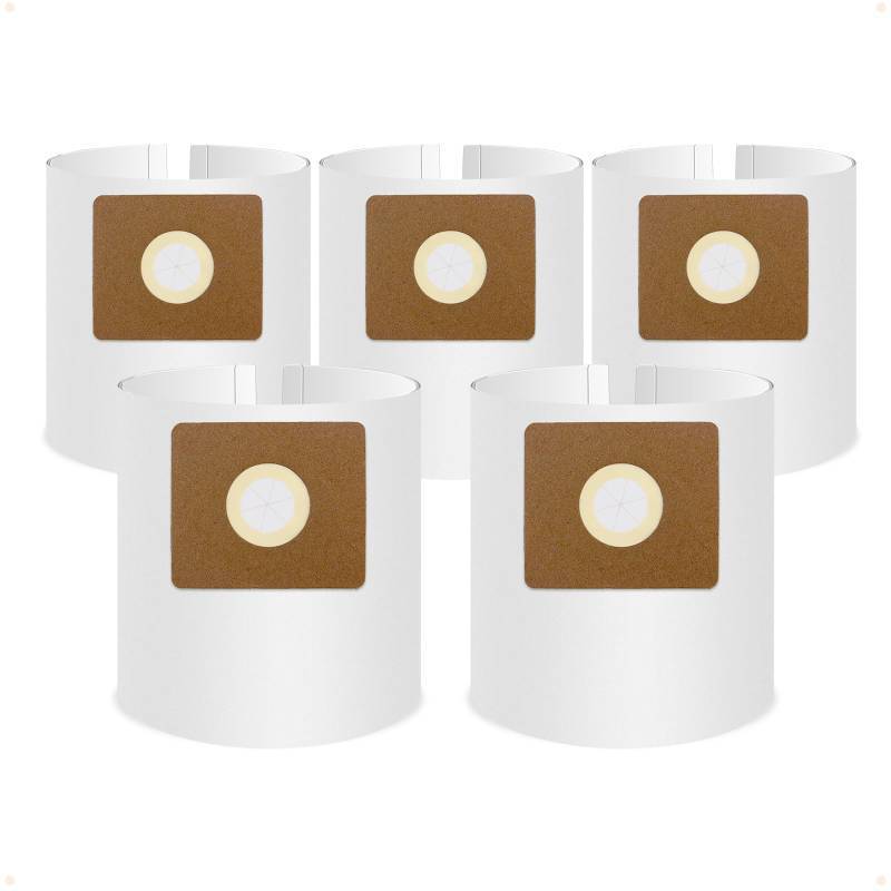 lot 40026 image: 5 Pack Vacuum Bags Replacement for Shop Vac Bags 2-2.5 Gallon Type B 90668 9066800 9066833, All Around EZ QAM70 and CMXZVBE38774, PETOX High-Efficiency Disposable Vaccum Collection Filter Bags - Retail $10