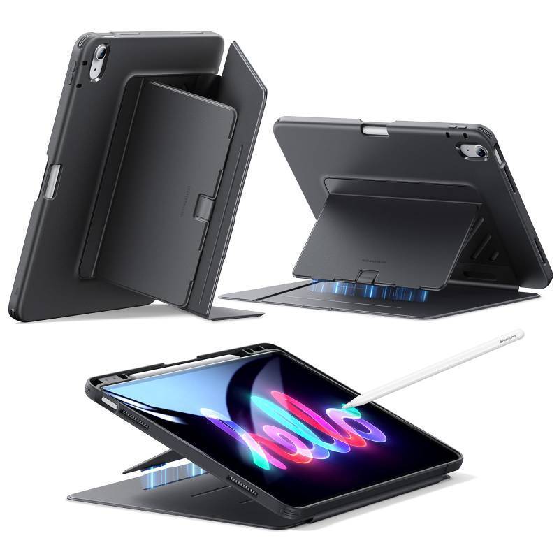 lot 40046 image: ESR for iPad Air 13 Inch Case M3M2 (20252024), Vertical Stand Cover, Multi Stand Angles, Ultra-Stable Case with Pencil Holder, Flip Series, Black - Retail $33