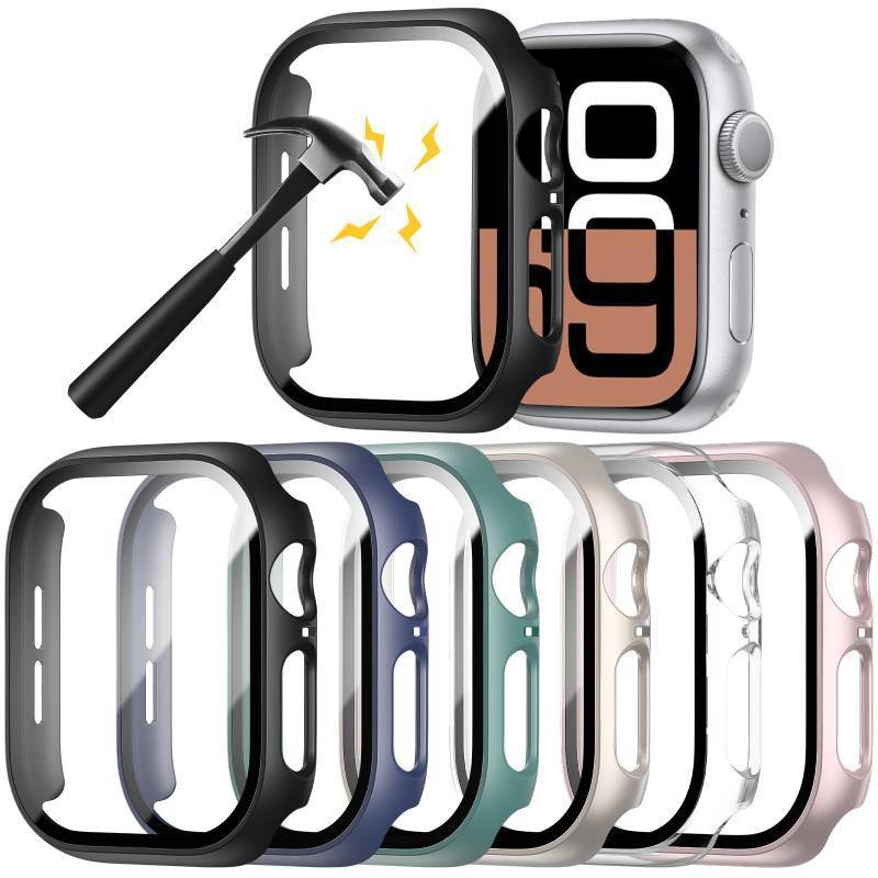 lot 40058 image: Rontion 6 Pack Hard PC Case Compatible with Apple Watch Series 1110 42mm with Tempered Glass Screen Protector, Ultra-Thin Scratch Resistant Protective Bumper Covers for iWatch 1110 42mm Accessories - Retail $10