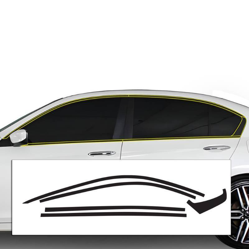 lot 48946 image: BOGAR TECH DESIGNS Side Window Chrome Delete Overlay Compatible with Honda Accord 2013-2017, Gloss Black - Retail $40