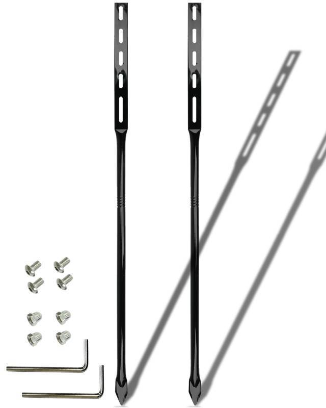 lot 48982 image: Heavy Duty Metal Sign Stakes, Black Steel, 35 Inch Length, Ground Mounting Kit with Hardware, 2 Pack - Retail $27