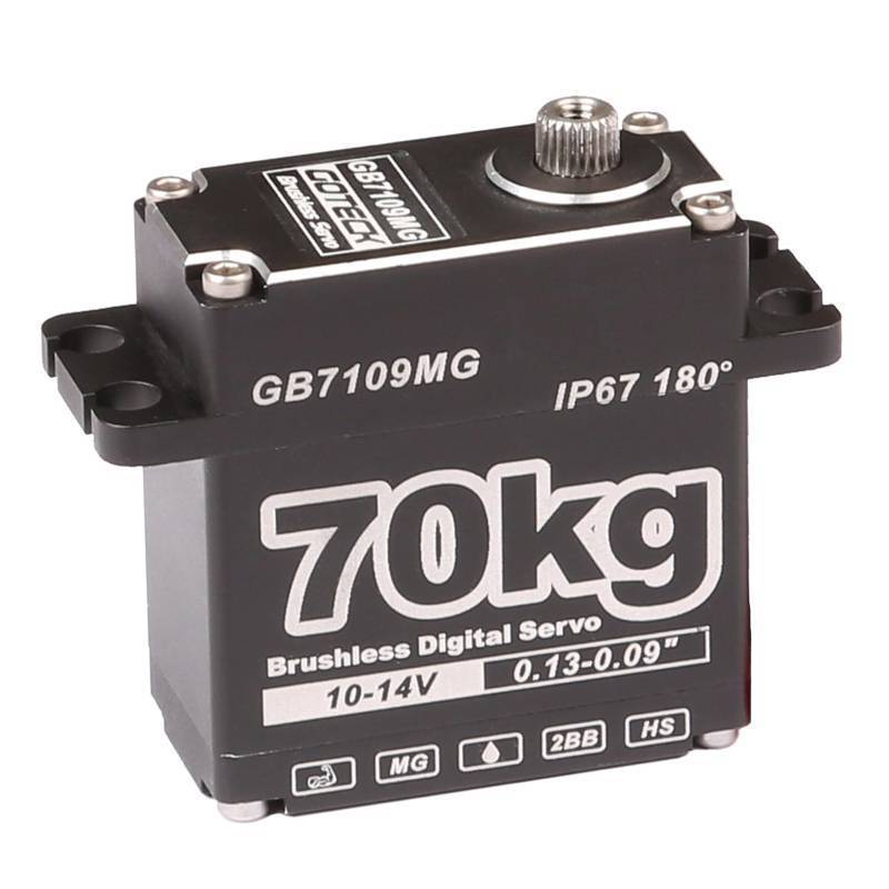 lot 51758 image: GOTECK 70KG Brushless Digital Servo,High Voltage 14V Metal Gear Waterproof Steering Servo with 25T Servo Horn for 18 110 RC Crawler Car,Robot,Boat,Truck Robot Parts (GB7109MG-180°) - Retail $67