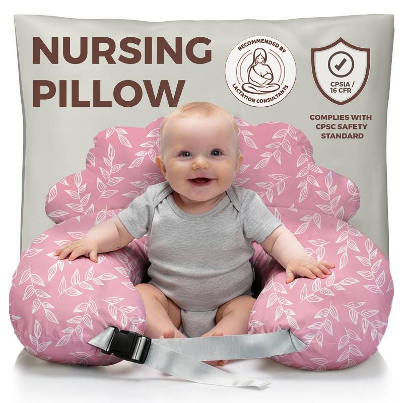 lot 55317 image: PILLANI Nursing Pillow, Breastfeeding Pillows for Enhanced Safety & Comfort for Mom & Baby, Removable Cotton Cover, Adjustable Waist Strap, Breastfeeding Essentials, Baby Registry Search - Retail $40