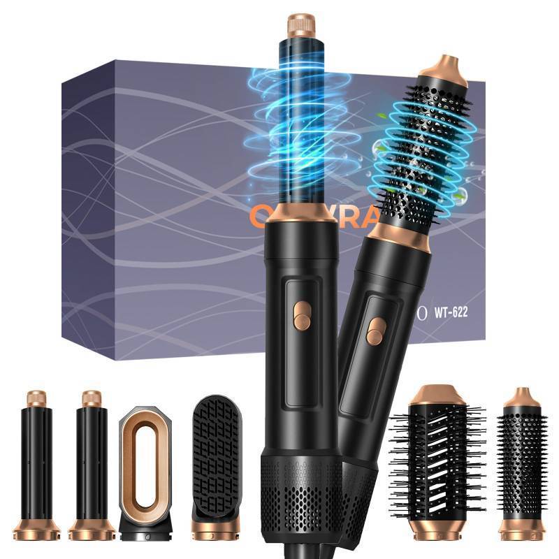 lot 55330 image: 6 in ONE Blow Dryer Brush,Air Curling Iron Round Brush Blow Dryer 800W - Retail $40