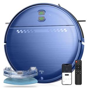 lot 3882 image: Robot Vacuum and Mop Combo, 2-in-1 Mopping Robot Vacuum Cleaner with 2300Pa Suction, 2.87 Slim Design, Wi-FiAppVoice Control, 3D Obstacle Avoidance&Self-Charging for Hard Floors, Carpets, Pet Hair (Pre Owned) - Retail $90