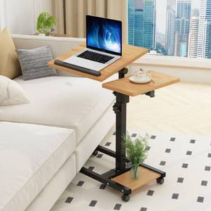 lot 3889 image: TigerDad Mobile Adjustable Height Laptop Stand PC Computer Portable Notebook Swivel Laptop Desk Rolling Table Desk Cart Tiltable with Wheels Casters& Mouse Pad Table - Retail $50