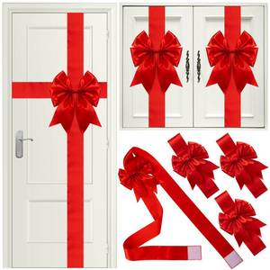 lot 26401 image: Ganeen 7 Pieces Christmas Cabinet Door Ribbon Bow Large Christmas Door Bow Christmas Cabinet Festive Ribbons Cabinet Bows Christmas Tree Bow Christmas Wreath Bow (Red) - Retail $30