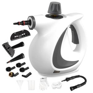 lot 26428 image: Handheld Steam Cleaner with 14-Piece Accessory Set, Steam Cleaner for Home Use, Portable Steamer for Cleaning Car Upholstery Tile Grout Home - Retail $28