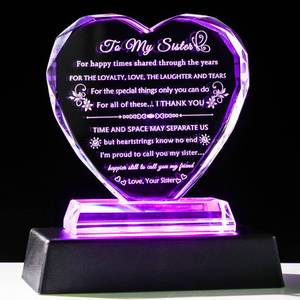 lot 26440 image: YWHL Sister Gifts from Sisters Brother Birthday Gifts for Sisters Crystal Heart Keepsake with Colorful Base Sister Gift for Women on Christmas Mothers Day Valentines Wedding - Retail $38