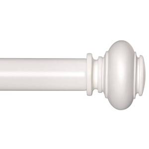 lot 26454 image: SIMEWIN White Curtain Rods for Windows 28 to 48 Inches Adjustable Decorative 1 Inch Diameter Single Window Curtain Rod Set with Classic Finials, White Finishing - Retail $23