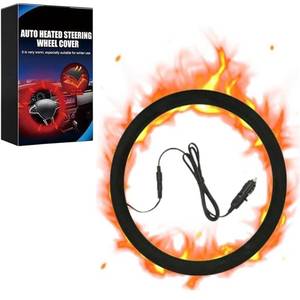 lot 32642 image: Heated Steering Wheel Cover Universal 12V Steering Wheel Warmer 14.5-15.5 Inch Heated Auto Steering Wheel Protector Cover for Cars Trucks Vans - Retail $17