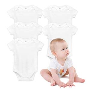 lot 32646 image: SINNSIDELIN 5-Pack Baby Bodysuit Sublimation White Short Sleeve Shirt (White, 0-3 Months)