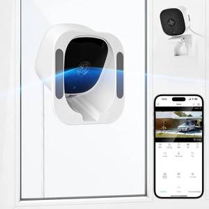 lot 32666 image: FLLVILLEY 3MP 2K Window Camera, 120° View Angle Window Camera, 2.4GHZ & 5GHZ WiFi Indoor Window Security Camera with Angled Window Mount, Person & Motion Detection, 247 Recording, Quick Install - Retail $19