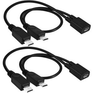 lot 40332 image: BERANMEY Micro USB 1 to 2 Splitter Cord, 2 Pack 0.3m12inch Micro USB Female to Dual Micro USB Male Splitter Extension Charging Adapter Charge Cable - Retail $7