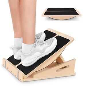 lot 49218 image: Slant Board&Professional Wooden Balance Board for Calf Stretching, Adjustable Wooden Incline Board, 200 Lbs Weight Capacity Calf Stretch Wedge for Exercise with Training Poster 2 in 1