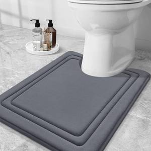 lot 49220 image: Grandaily Memory Foam Toilet Rugs U-Shaped 24x20, Ultra Soft, Non-Slip and Absorbent Bathroom Rugs, Machine Wash Dry, Comfortable Contour Bath Mat for Toilet Base, Dark Grey - Retail $19