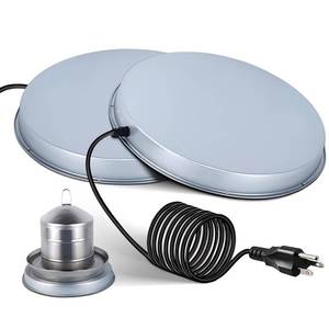 lot 49228 image: GUEOQTC 2Pack Chicken Water Heater for Winter Heated Poultry Waterer Base,with Thermostat and 9.8ft Power Cord, Dia.11in - Retail $59