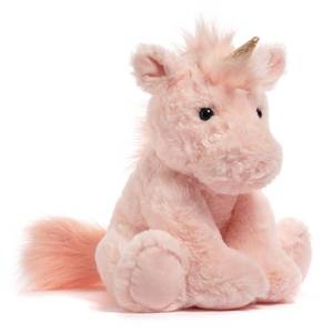 lot 49240 image: Laila and Lainey Pink Unicorn Stuffed Animal 10 Fluffy Plush Unicorn with Gold Sparkly Horn for Girls - Retail $23