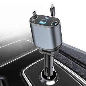 lot 49251 image: Retractable Car Charger, USB C Fast Charging AdapterMax80W with USB-i Cable&Dual Charge Port Compatible with iPhone 161514131211 Pro Max PlusiPadAirPods,Galaxy,Google, GPS USB-CUSB 4 in 1