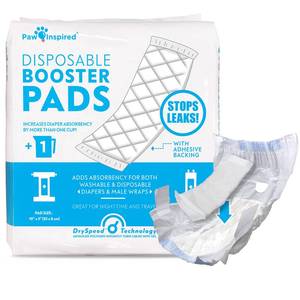 lot 49271 image: Paw Inspired Dog Diaper Pads  Booster Pad Inserts for Female and Male Washable and Disposable Dog Diapers and Belly Bands  Adds Absorbency, Stops Leaks (30 Count) - Retail $15