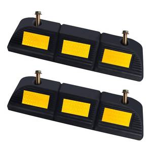 lot 49275 image: WECARLLE Parking Stopper for Garage Parking Aid 2 Pack Block, Car Truck Curb Floor Parking Lot Wheel Tire Stops Bumpers with Bolt Installation, Rubber Vehicles Aid Gadgets - Retail $32