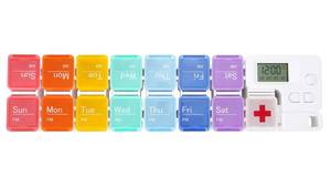 lot 49283 image: Pill Organizer with Medicine Reminder Alarm, Cozycabin Weekly Large Vitamin Box Organizer - AM PM Daily Travel Medication Box(Rainbow) 7 day  - Retail $16