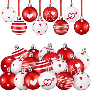 lot 49290 image: Libima 40 Pcs Valentines Day Hanging Ball Ornaments Plastic Tree Decorations Valentine Ball Decorative Supplies Painted Love Ornament for Valentines Day Party Decor,1.97 in(XOXO) a few broken bulbs - Retail $21