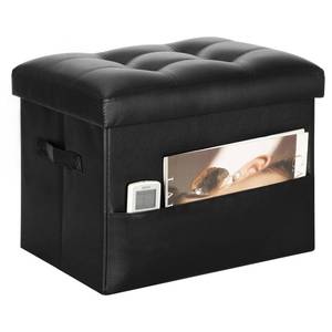 lot 49304 image: Storage Ottoman Foot Rest Stool with Thicker Foam Padded Seat. Foldable Leather Footstool Bench. Small Ottoman with Storage for Living Room Bedroom Coffee Table 350 lbs, 17x13x13in, Black. - Retail $26