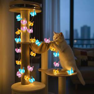 lot 59385 image: KEPABIGLE 30 LED Cat String Lights 10ft Battery Powered Kitty Fairy Lights for Bedroom, Party, Christmas Decor - Retail $15