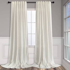lot 63107 image: Cream Curtains 96 Inches Long for Living Room 2 Panels Back Tab Loop Pocket Soft Natural Linen Draperies Light Weight Airy Semi Privacy Sheer Curtains for Bedroom Dining Cottage Urban Decor 8 FT Tall - Retail $35