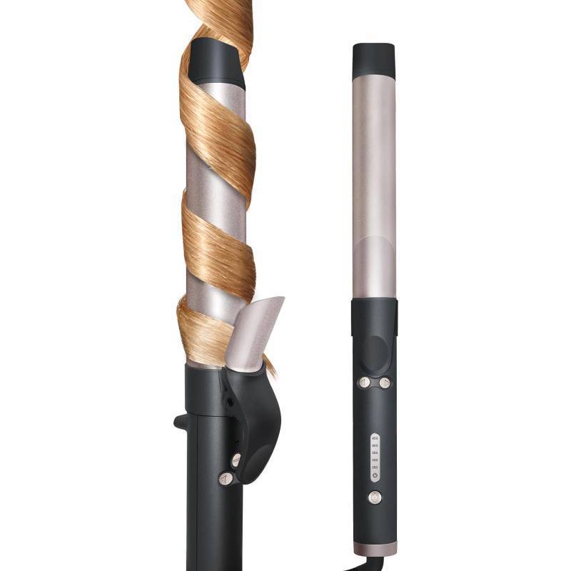 lot 25714 image: MQUPIN Rotating Curling Iron 1 14 inch Professional Automatic Wave Hair Curling Wand for Women, Dual Ceramic Voltage Fast Heating Hair Curlers for All Hair (1.25 INCH, Rose Gold) - Retail $15